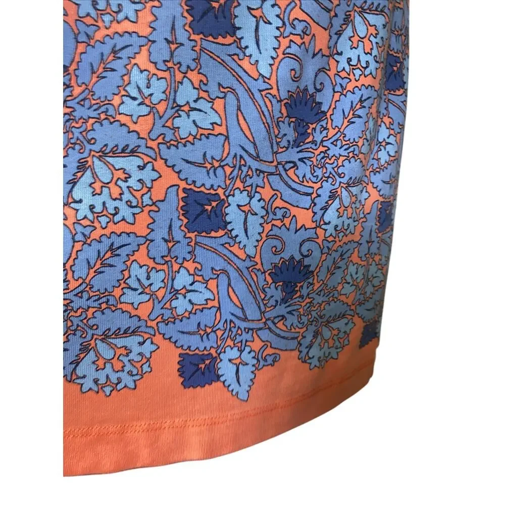 Tory Burch 100% Pima Cotton Elisabeth Printed Shift Dress Blue Coral EUC Small